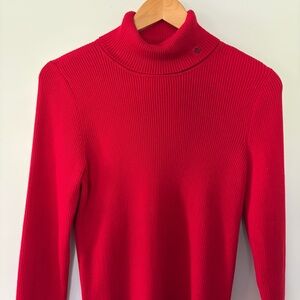 Lauren Ralph Lauren LRL Red Ribbed Turtleneck Sweater Logo Vintage 90s Y2K